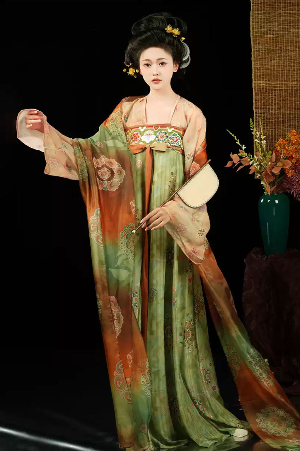 Tang dynasty hanfu with high-waisted ruqun hanfu dress for dunhuang - changqing 长卿