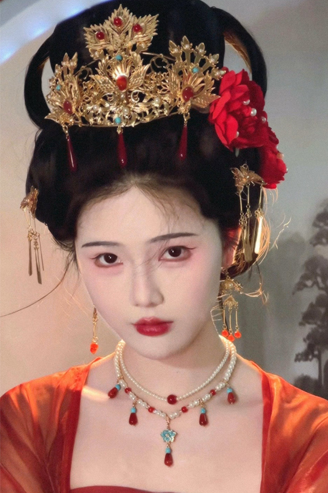 Tang Dynasty Multi Layer Agate Yingluo New Chinese Style Necklace