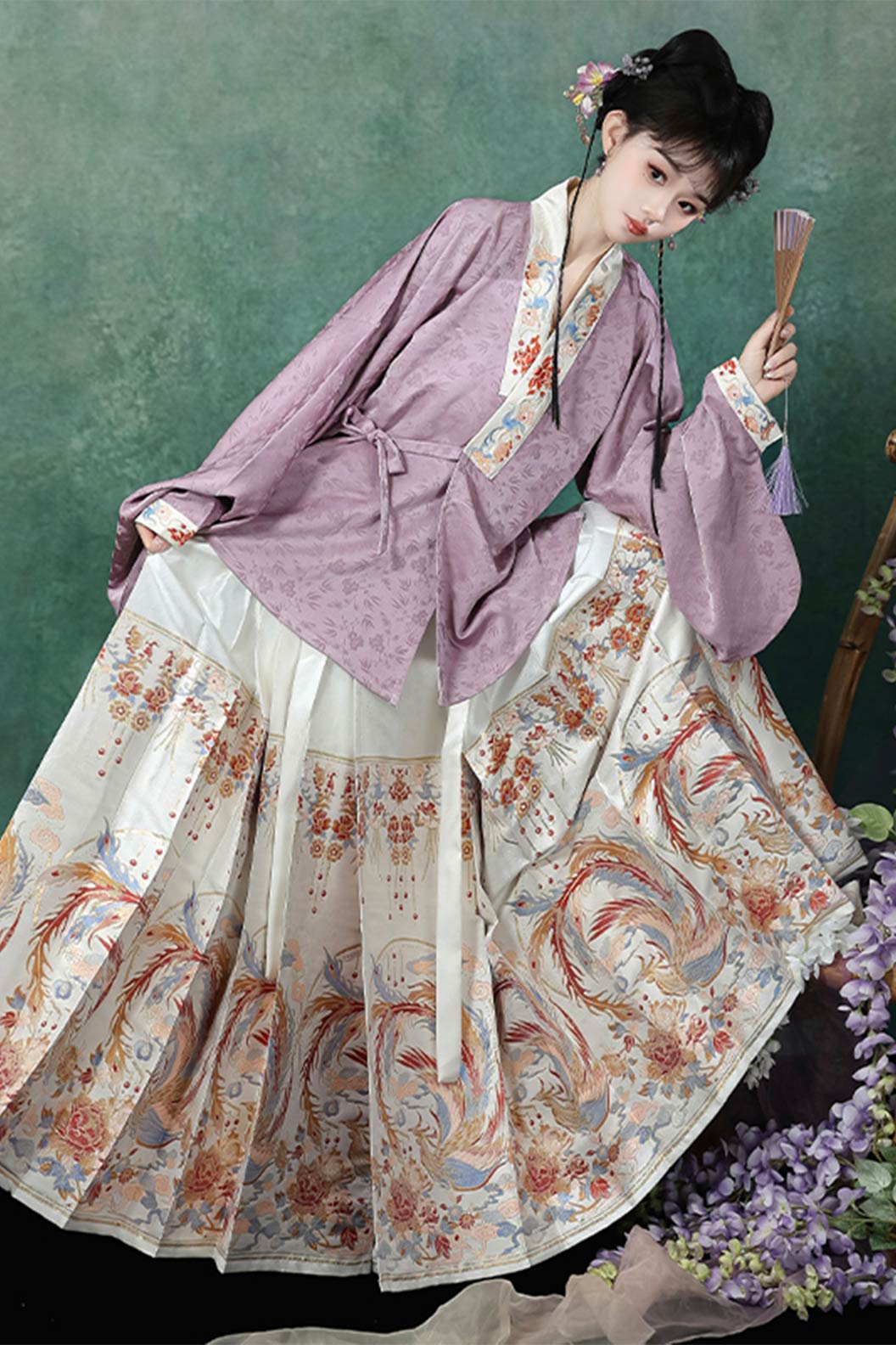 Tang Dynasty Multicolor Hanfu Dress Woven Gold Ma Mian Skirt Set for Spring Summer - yanzhuliuhua 研姝流华