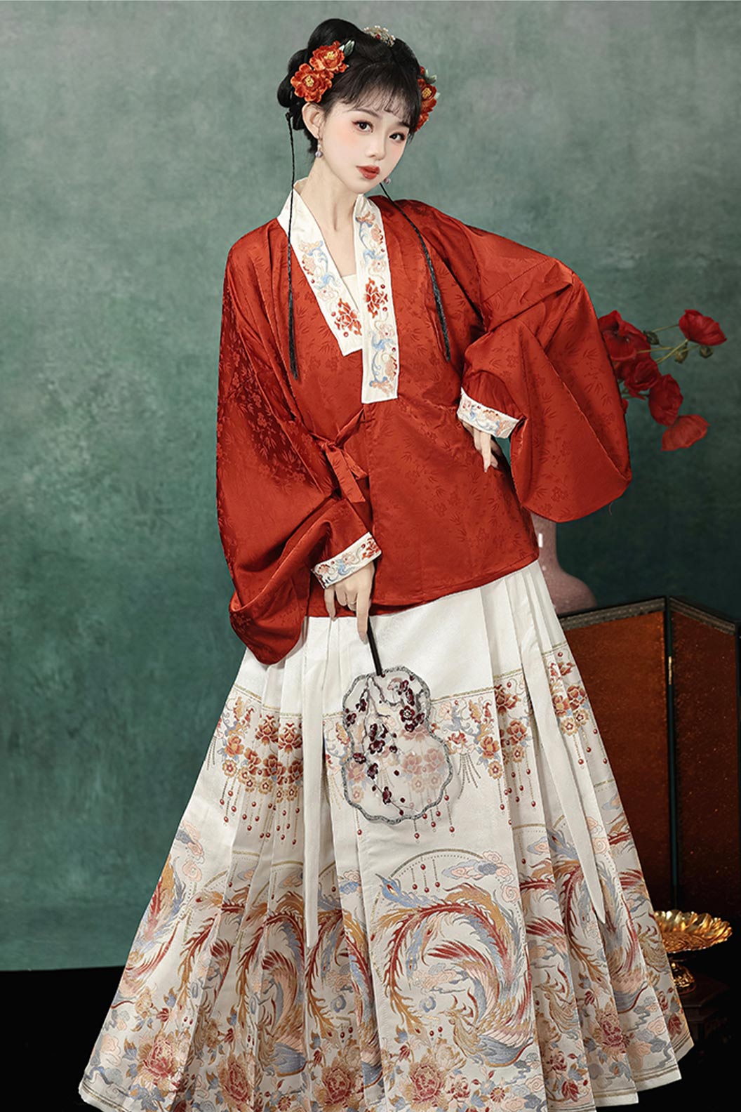 Tang Dynasty Multicolor Hanfu Dress Woven Gold Ma Mian Skirt Set for Spring Summer - yanzhuliuhua 研姝流华