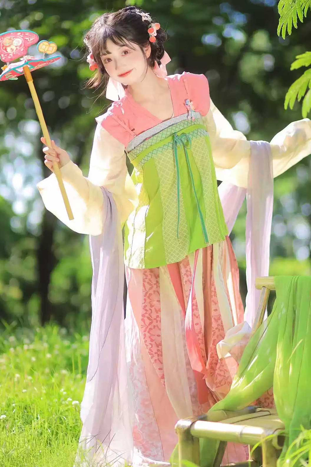Tang Dynasty Pink Qi Xiong Hanfu Dress For Chinese Style - yinluo 樱络
