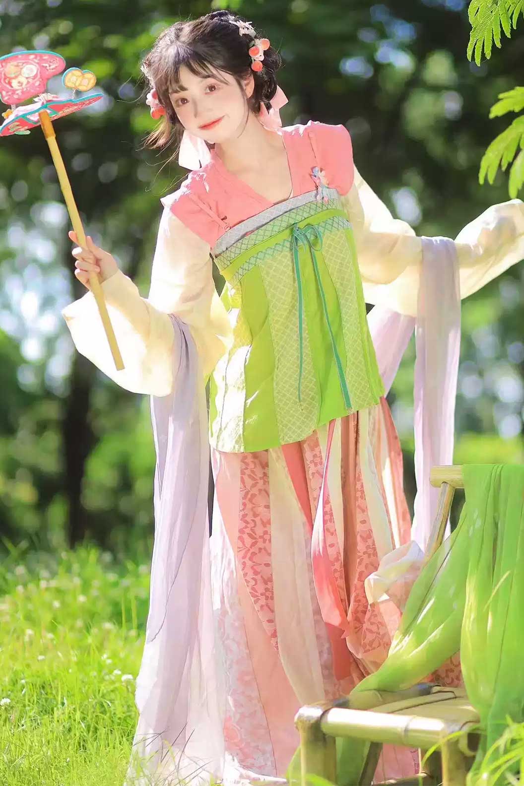 Tang Dynasty Pink Qi Xiong Hanfu Dress For Chinese Style - yinluo 樱络