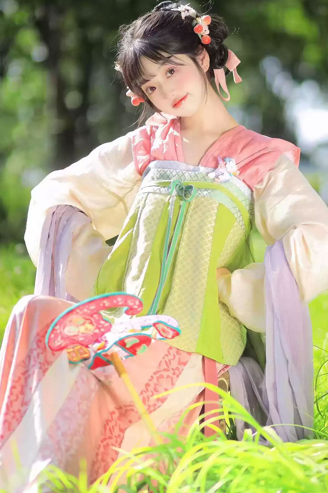 Tang Dynasty Pink Qi Xiong Hanfu Dress For Chinese Style - yinluo 樱络
