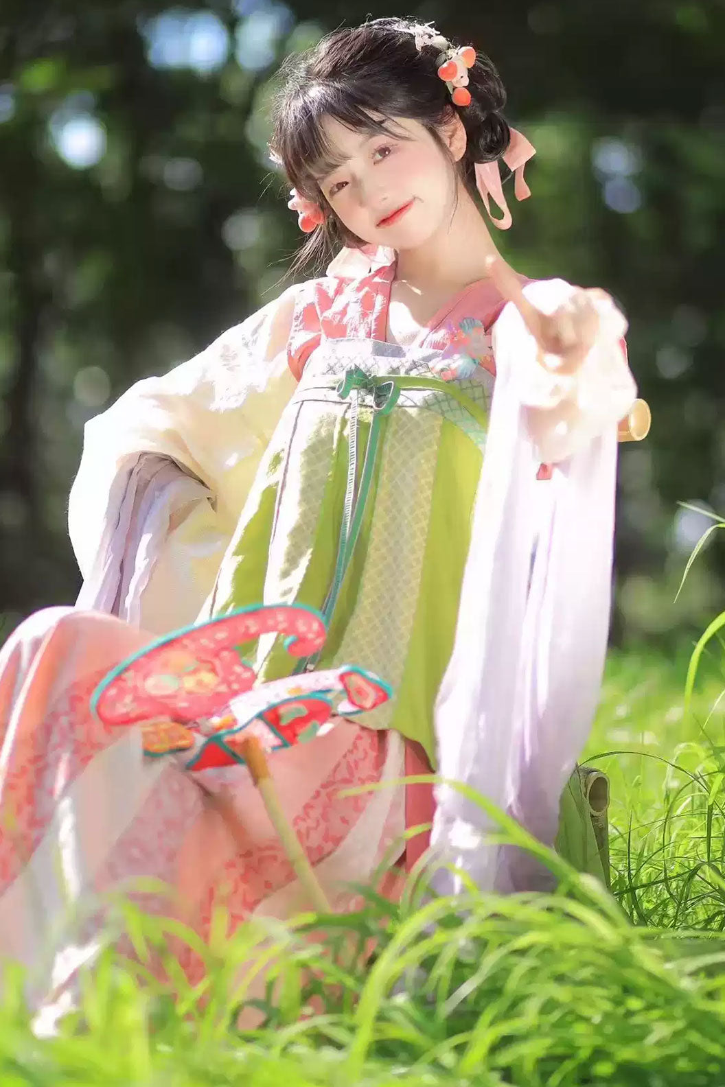 Tang Dynasty Pink Qi Xiong Hanfu Dress For Chinese Style - yinluo 樱络