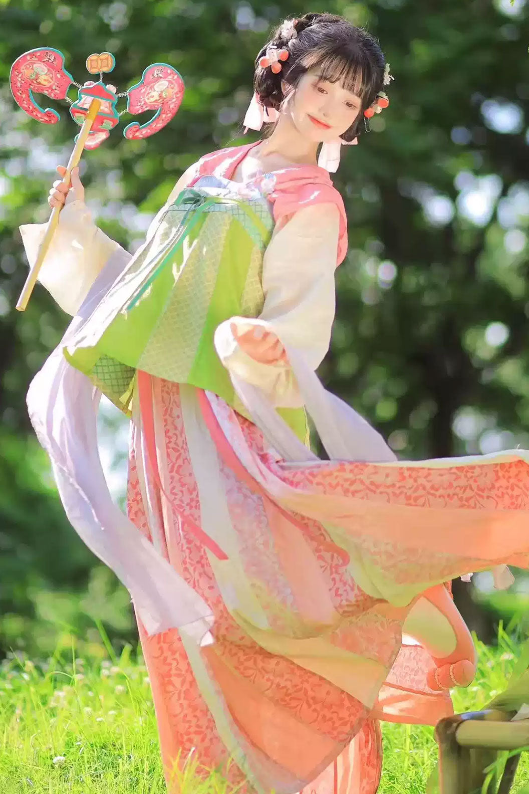 Tang Dynasty Pink Qi Xiong Hanfu Dress For Chinese Style - yinluo 樱络