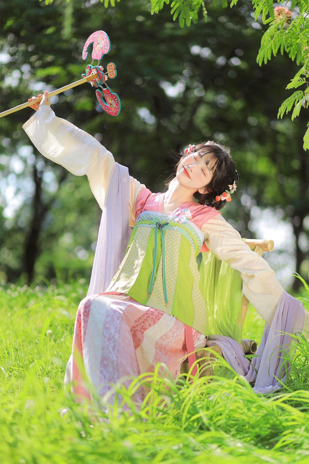 Tang Dynasty Pink Qi Xiong Hanfu Dress For Chinese Style - yinluo 樱络