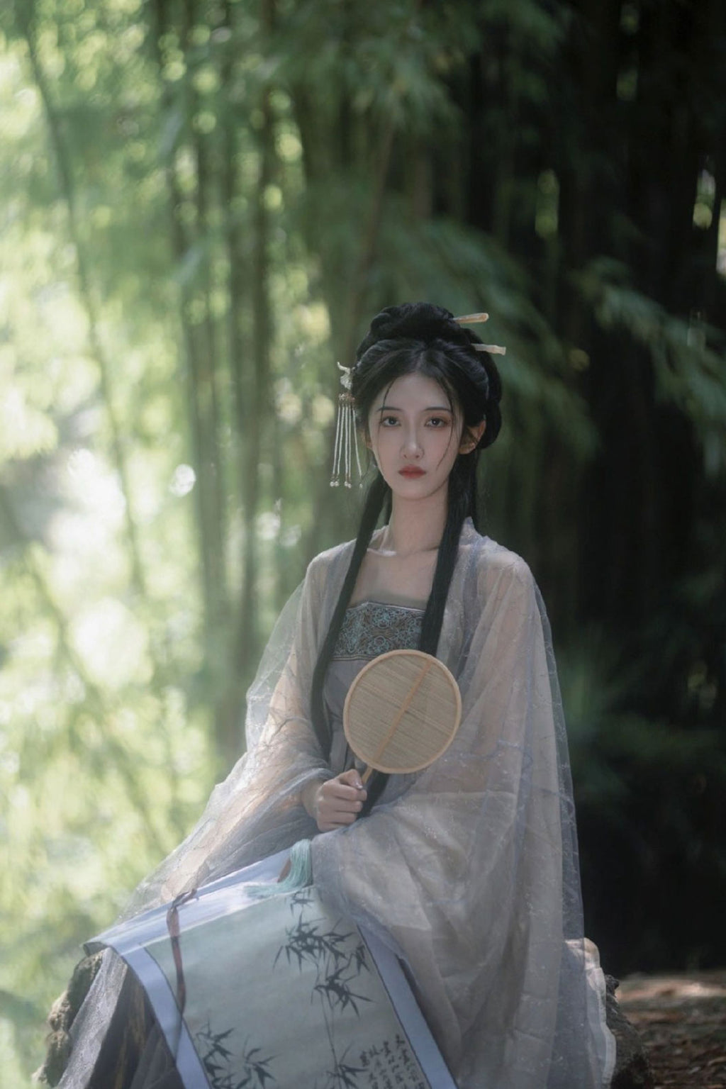 Tang Dynasty Purple Hanfu Dress Hezi Skirt and Wide Sleeve Shirt - wuxiao 雾绡