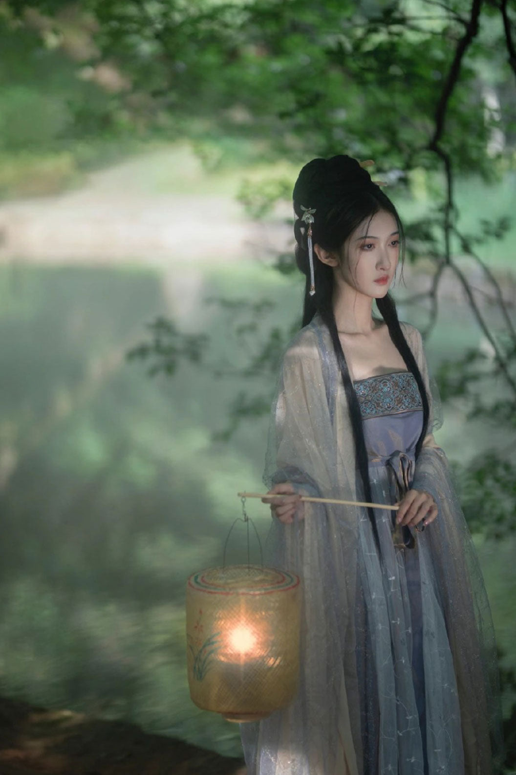 Tang Dynasty Purple Hanfu Dress Hezi Skirt and Wide Sleeve Shirt - wuxiao 雾绡