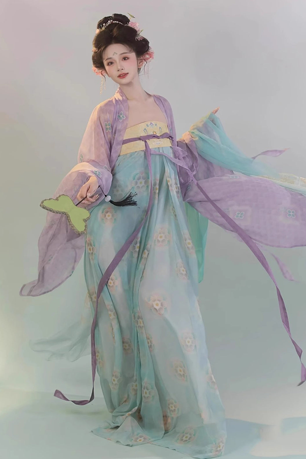 Tang Dynasty Purple Hanfu Dress Wide Sleeve Robe Chest High Ruqun Chinese Style - ziwei 紫薇