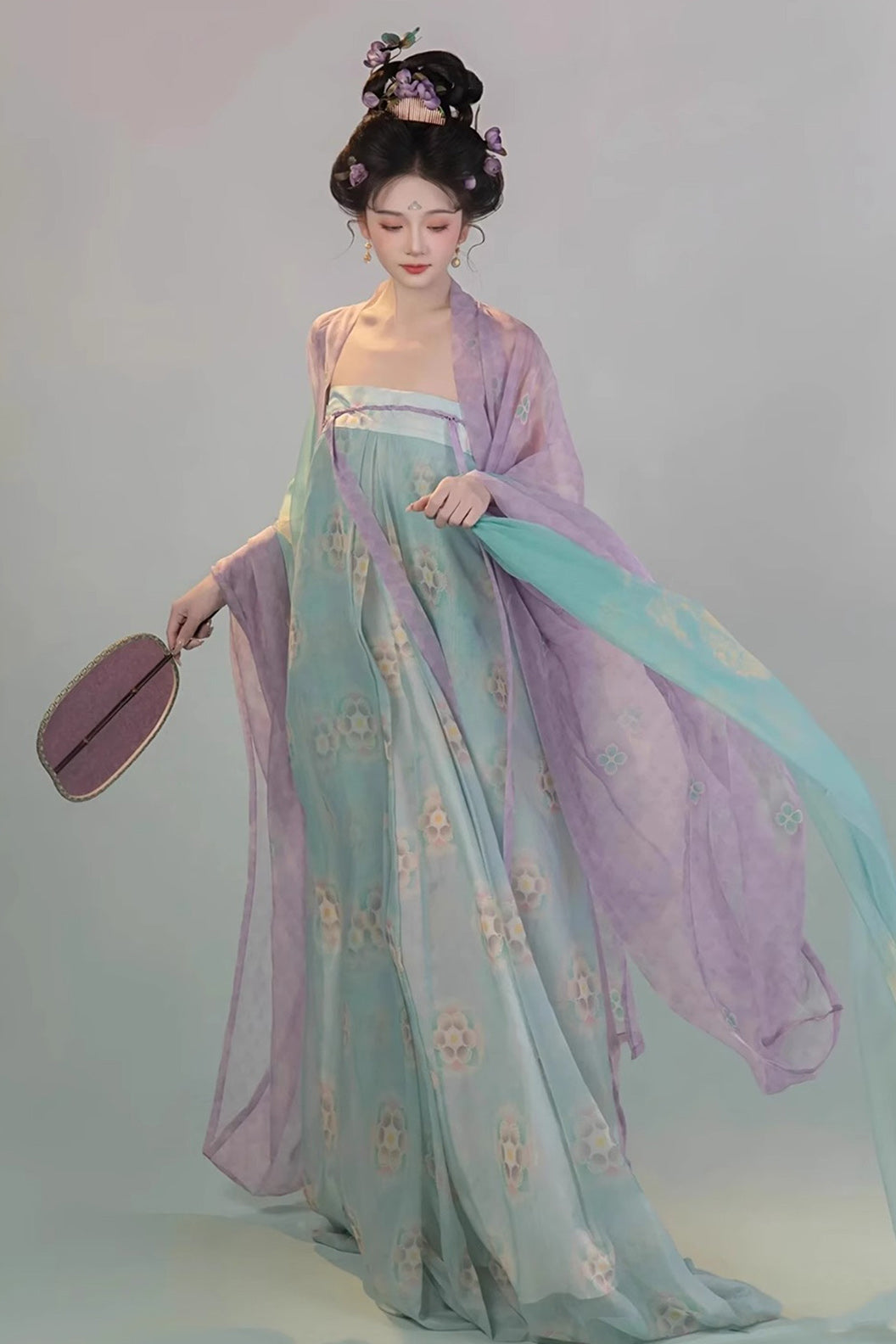 Tang Dynasty Purple Hanfu Dress Wide Sleeve Robe Chest High Ruqun Chinese Style - ziwei 紫薇
