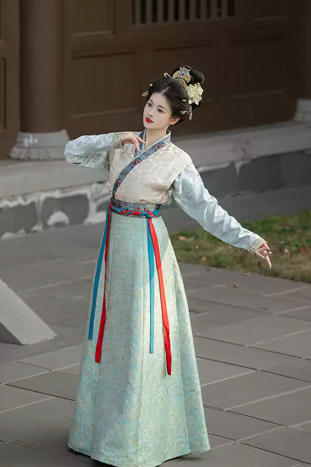 Tang Dynasty Tank Collar Po Skirt Chinese Style Red Hanfu Dress - xiayi 霞仪