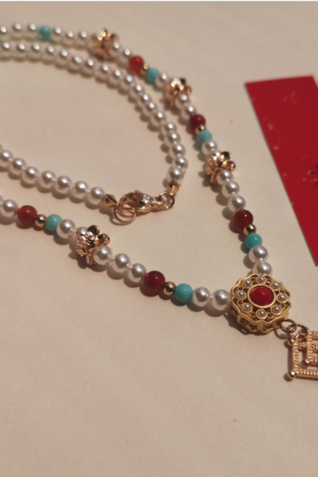 Tang Dynasty Turquoise Pearl Chinese Style Necklace
