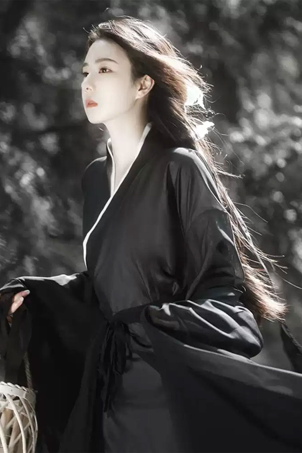 Warring states hanfu cross collar waist length robe- yunmo 云陌