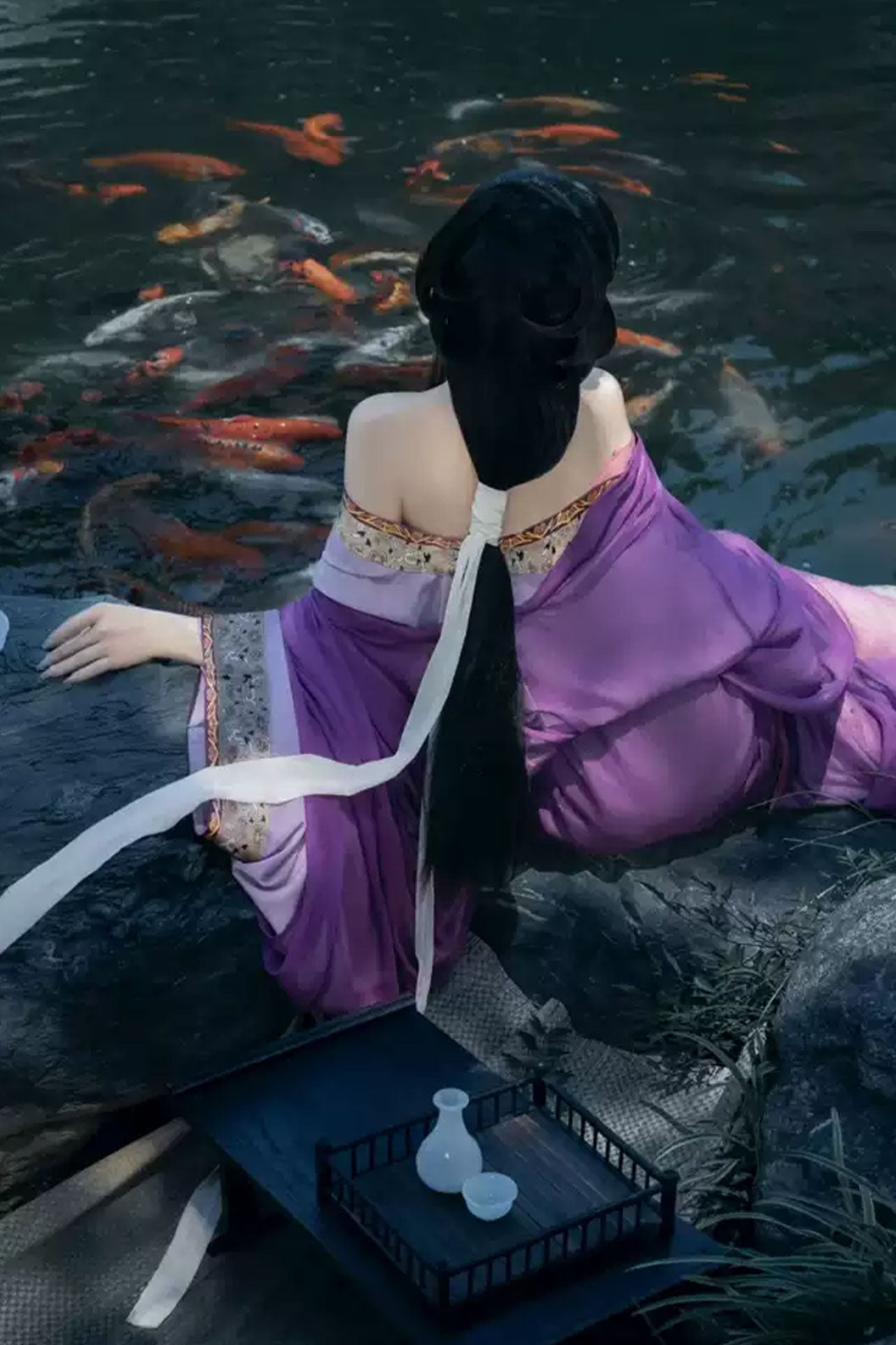 Warring States Purple Robe with Ruqun and Straight Hem Robe - muyunshang 暮云裳