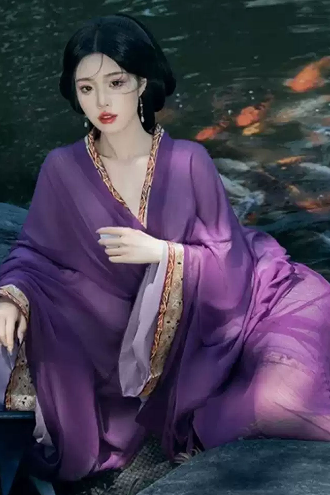 Warring States Purple Robe with Ruqun and Straight Hem Robe - muyunshang 暮云裳