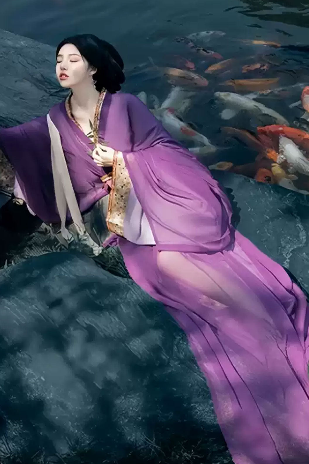 Warring States Purple Robe with Ruqun and Straight Hem Robe - muyunshang 暮云裳