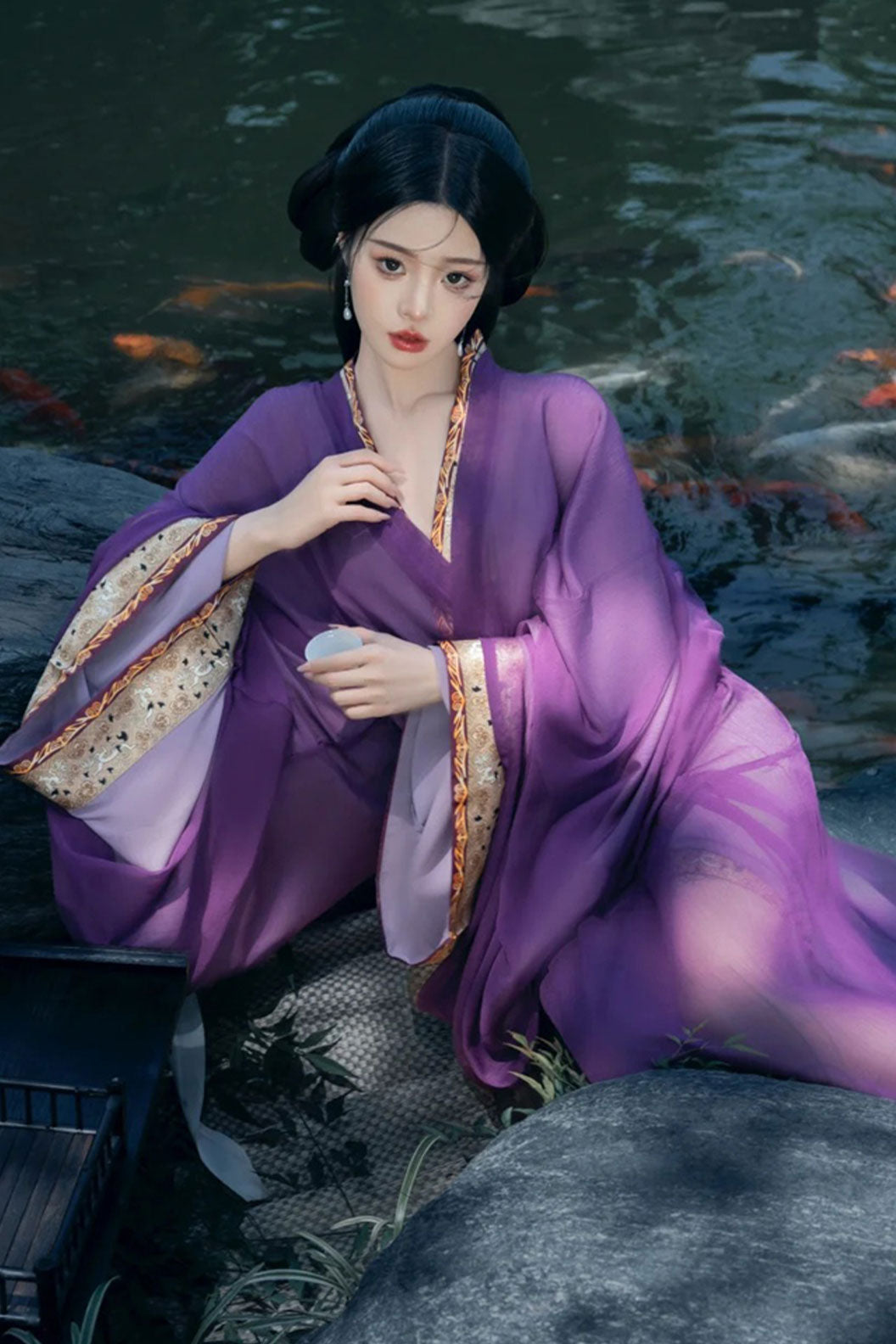 Warring States Purple Robe with Ruqun and Straight Hem Robe - muyunshang 暮云裳