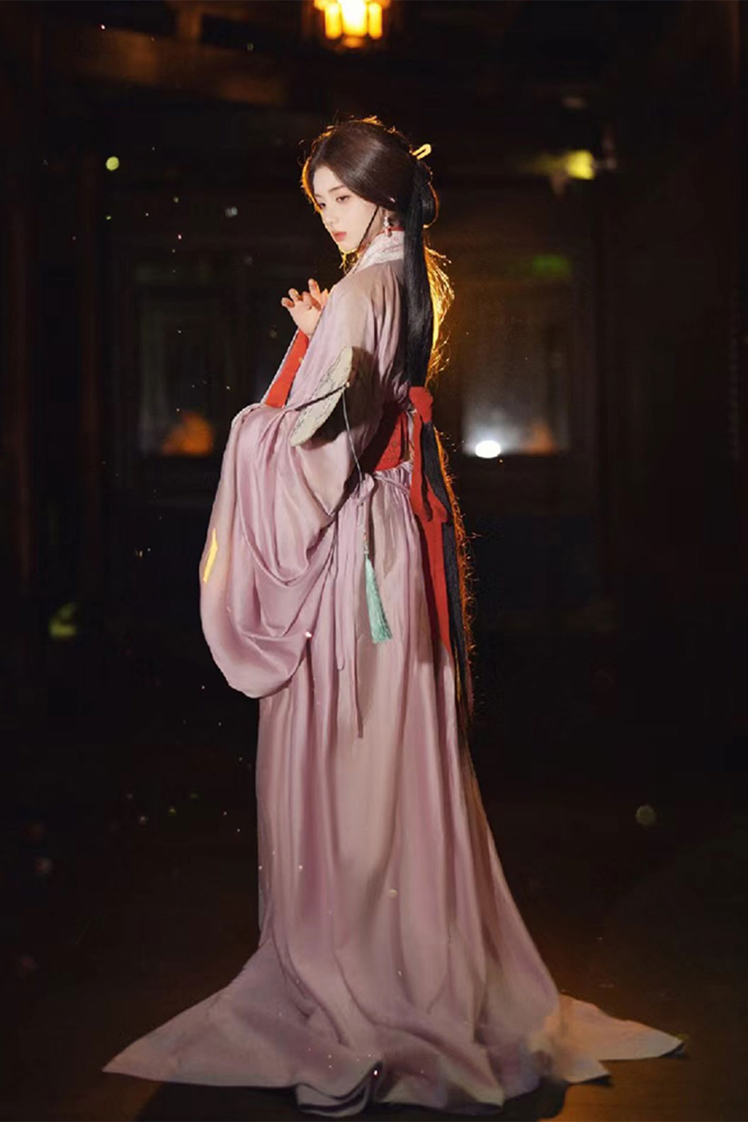 Warring states robe straight hem robe with purple ruqun- lige 离歌