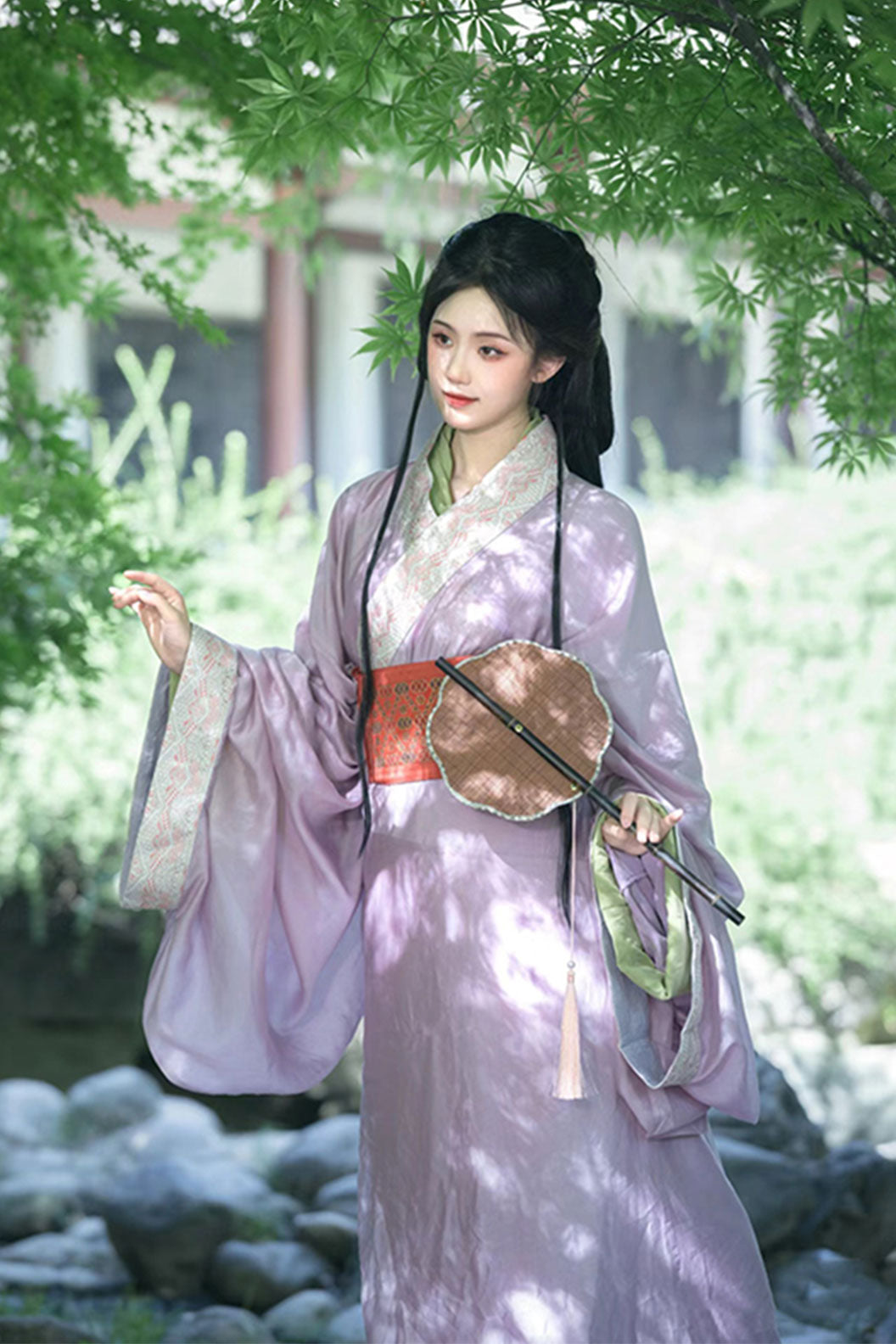 Warring states robe straight hem robe with purple ruqun- lige 离歌
