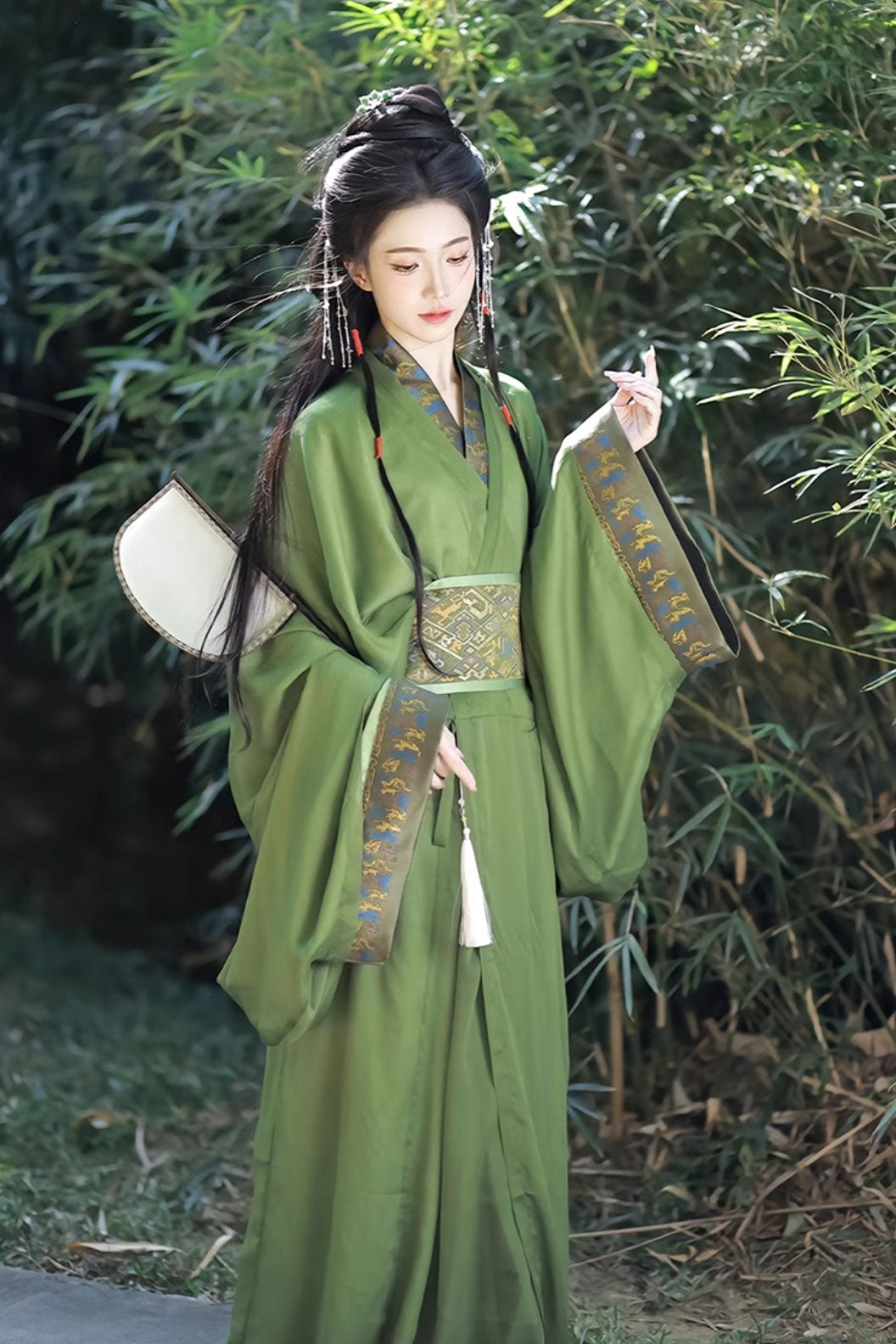 Warring states robe straight hem wide sleeved robe with cross collar - shunagyexing 霜野行