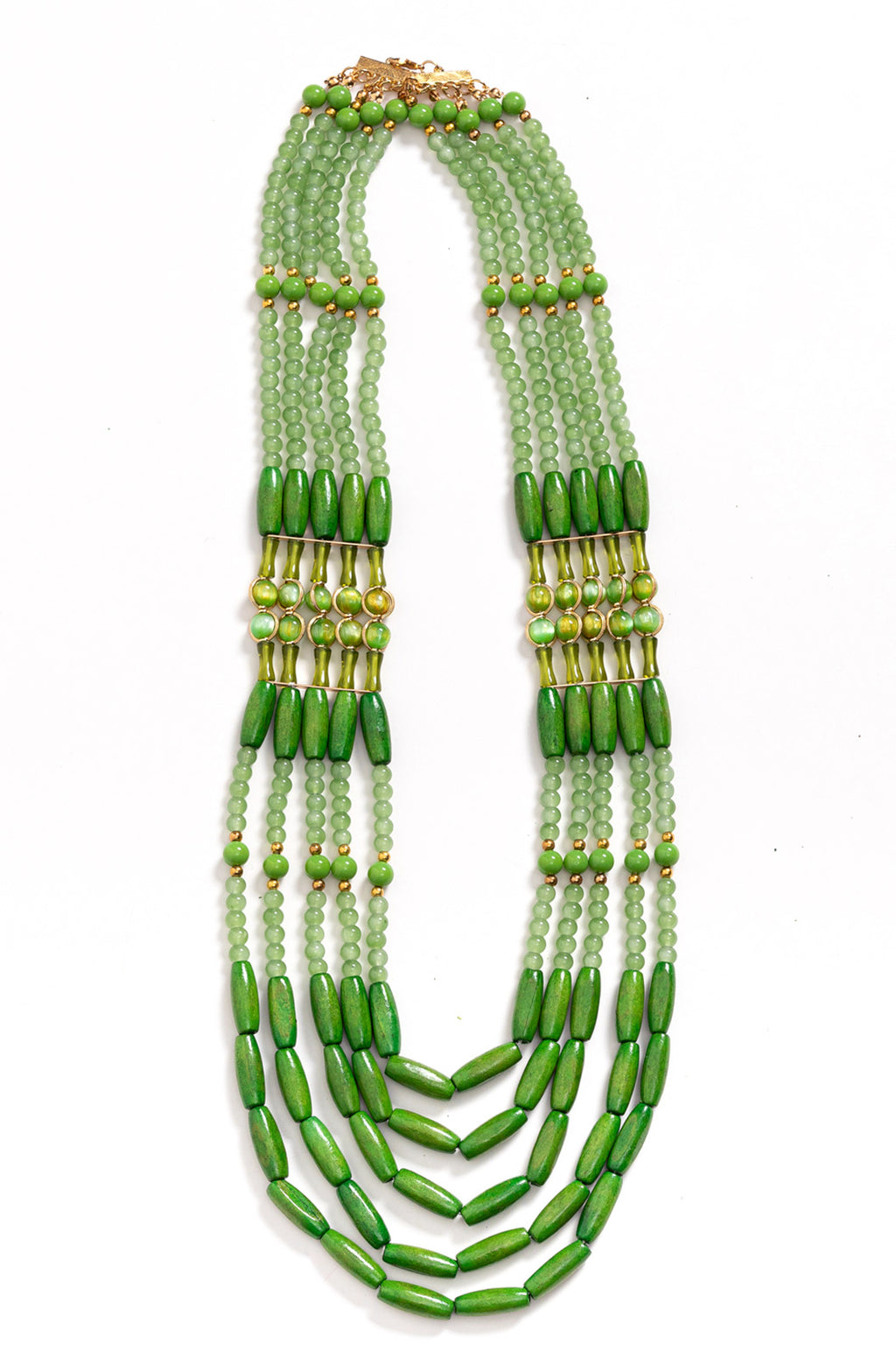 Warring States Style Heavywork Green Multi-Layer Chinese Style Necklace