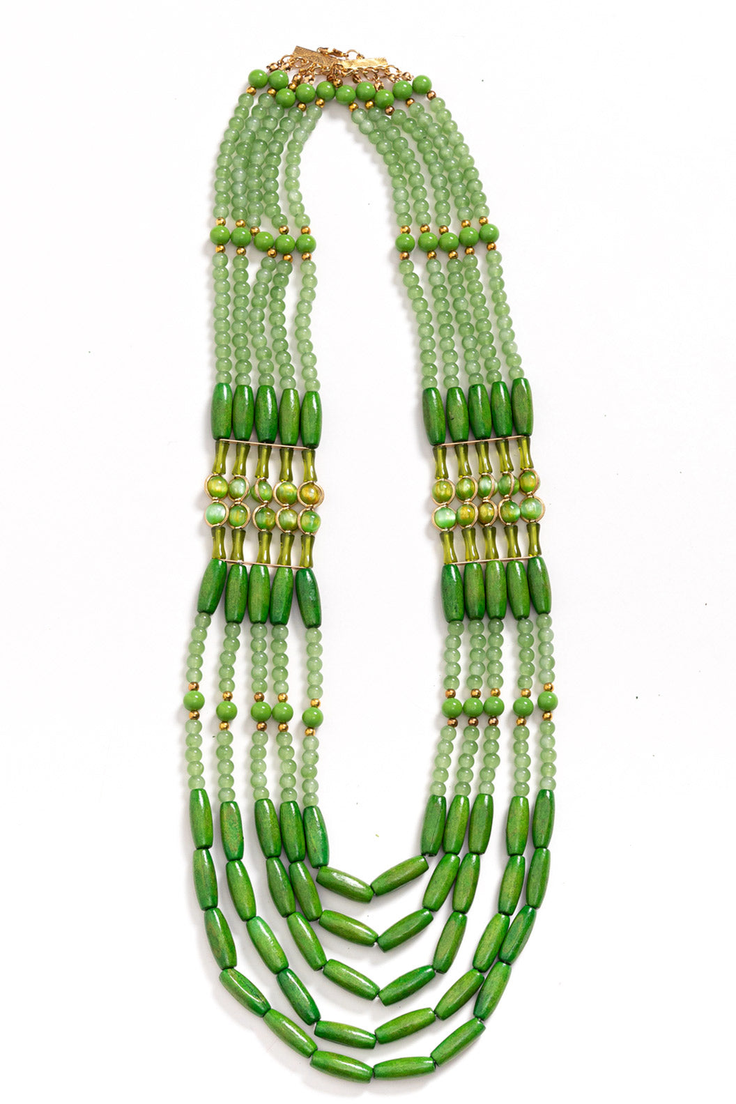 Warring States Style Heavywork Green Multi-Layer Chinese Style Necklace