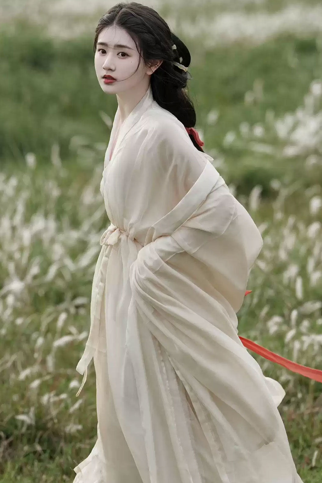 Song Dynasty Champagne Hanfu Dress Wide Sleeve Shirt For Cool Style - hengwu 蘅芜