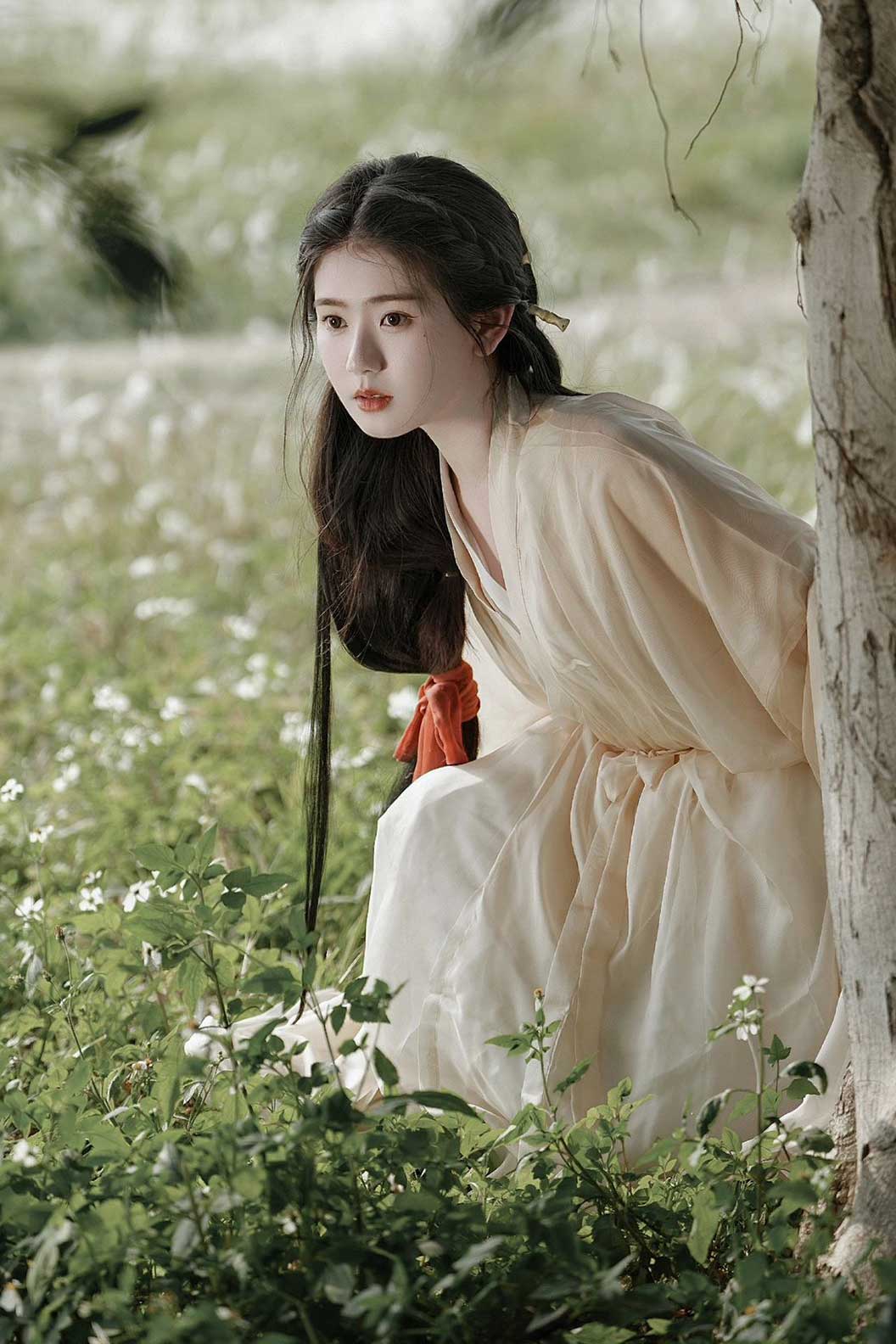 Song Dynasty Champagne Hanfu Dress Wide Sleeve Shirt For Cool Style - hengwu 蘅芜