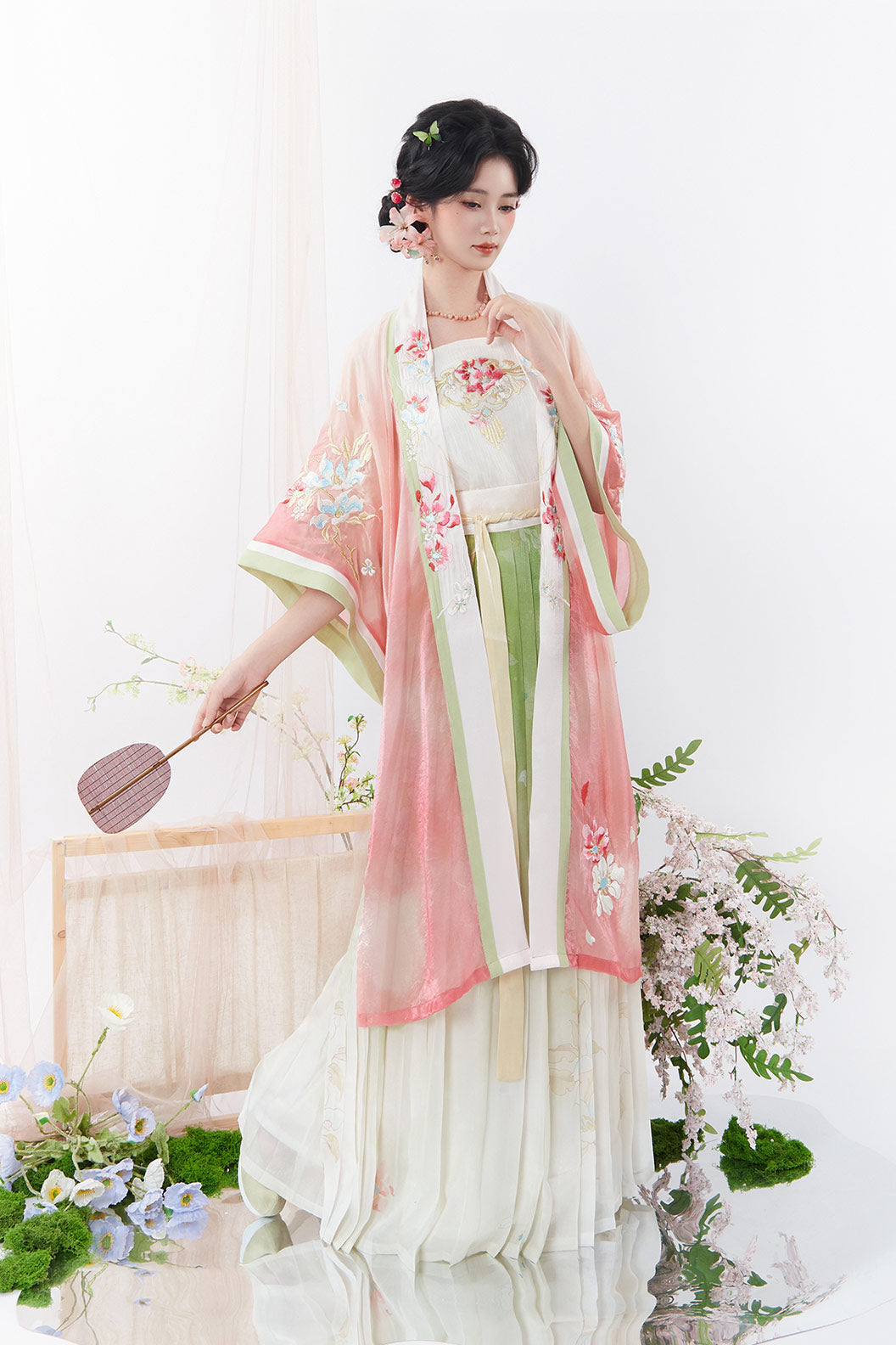 Song Dynasty Clothing Changgan Temple Beizi Fairy Style Pink Blue Hanfu Dress - chunjizhi 春几枝