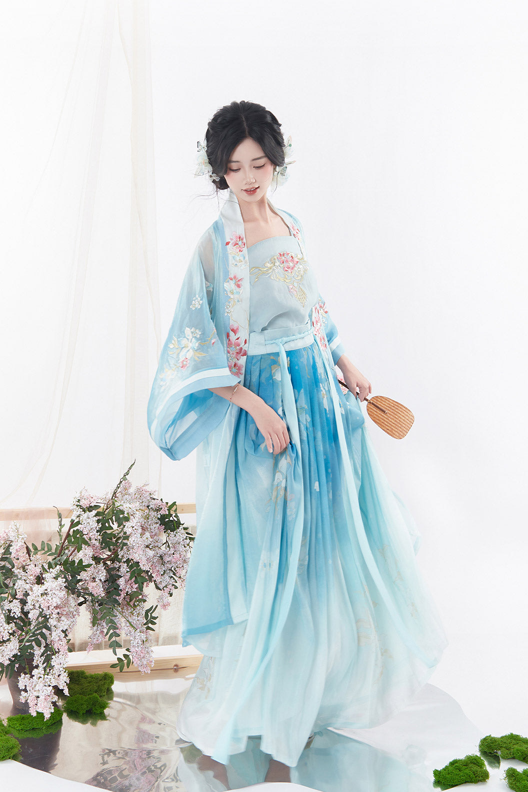 Song Dynasty Clothing Changgan Temple Beizi Fairy Style Pink Blue Hanfu Dress - chunjizhi 春几枝