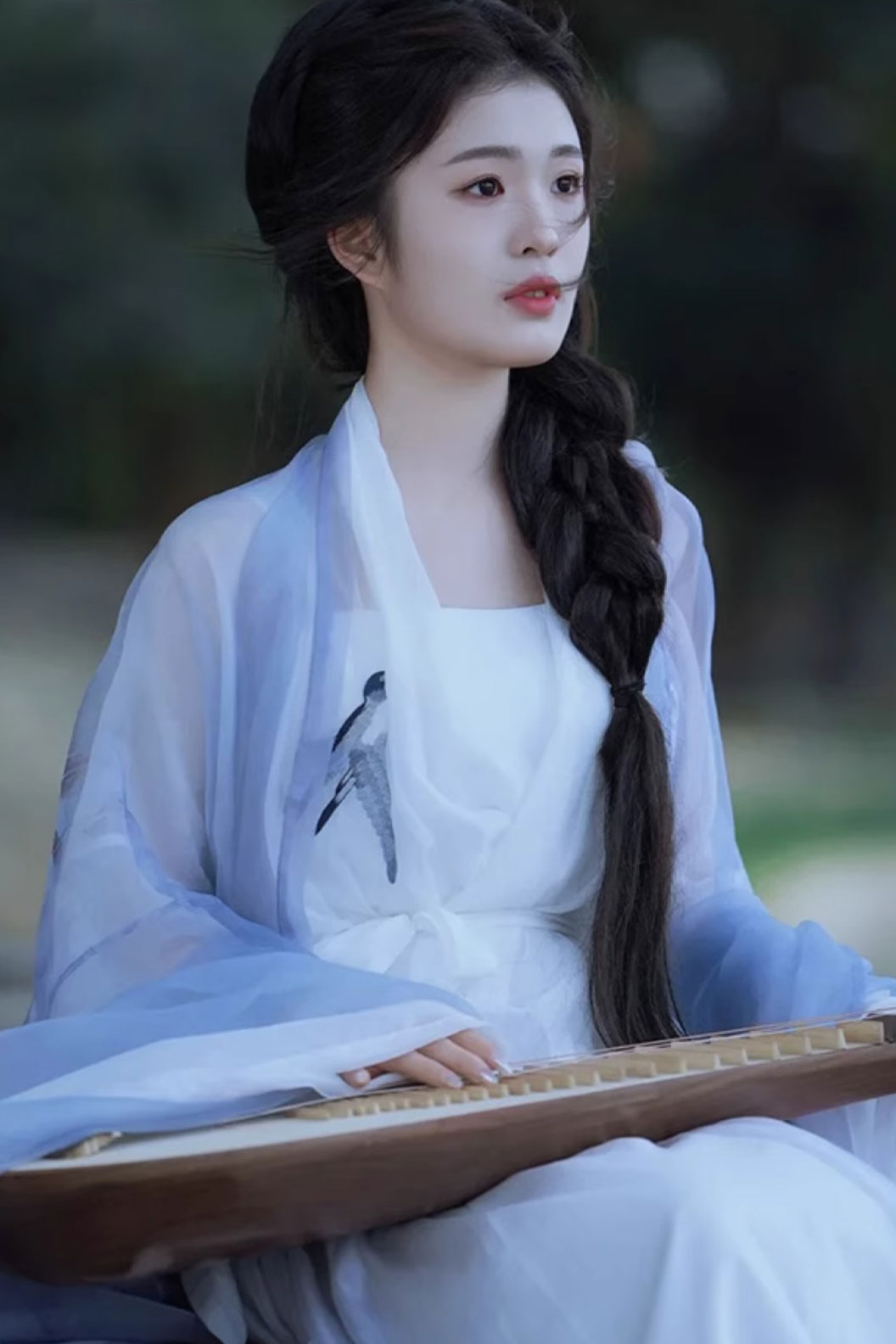Wei Jin dynasty hanfu blue hanfu dress scholarly ancient - shuying 疏影