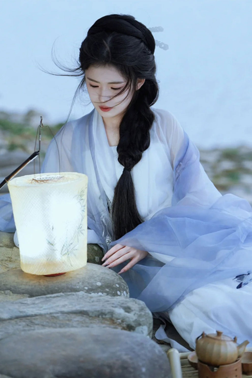 Wei Jin dynasty hanfu blue hanfu dress scholarly ancient - shuying 疏影