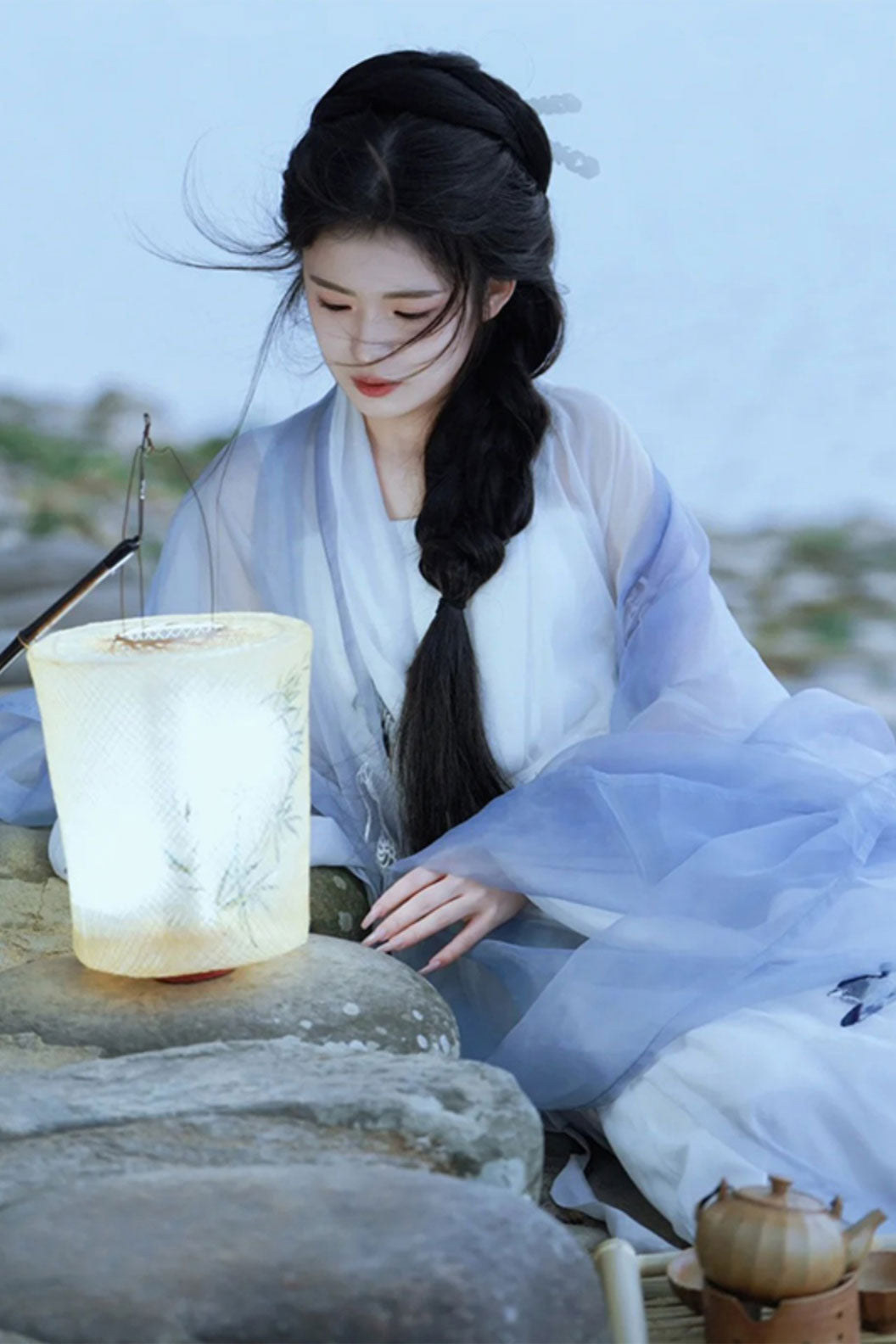 Wei Jin dynasty hanfu blue hanfu dress scholarly ancient - shuying 疏影