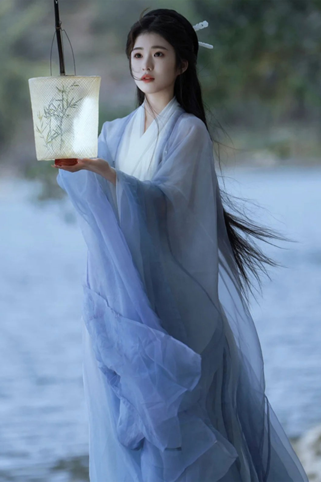 Wei Jin dynasty hanfu blue hanfu dress scholarly ancient - shuying 疏影
