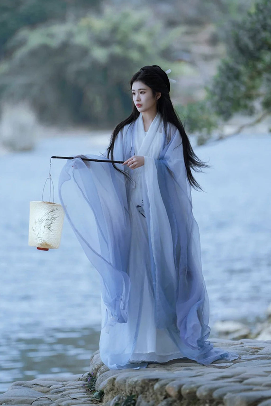 Wei Jin dynasty hanfu blue hanfu dress scholarly ancient - shuying 疏影