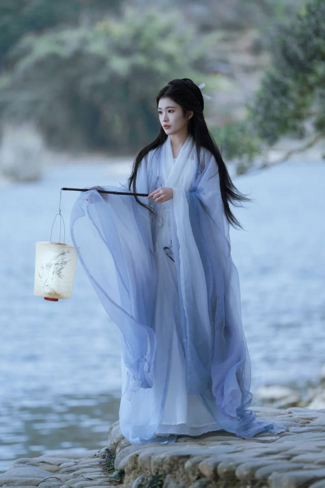 Wei Jin dynasty hanfu blue hanfu dress scholarly ancient - shuying 疏影