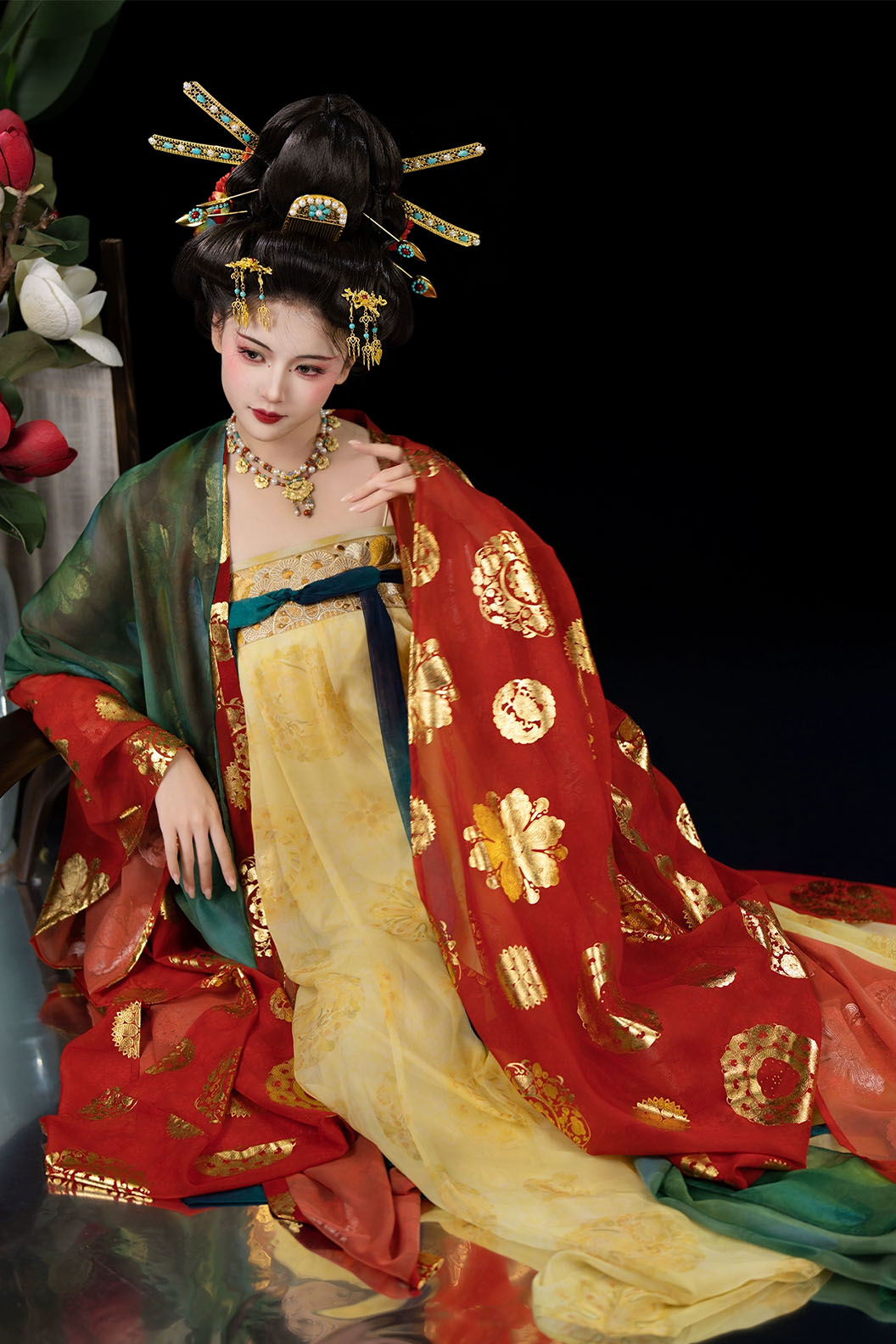 Tang dynasty hanfu Ruqun with wide-sleeved robe hanfu dress for spring - huarong 花容