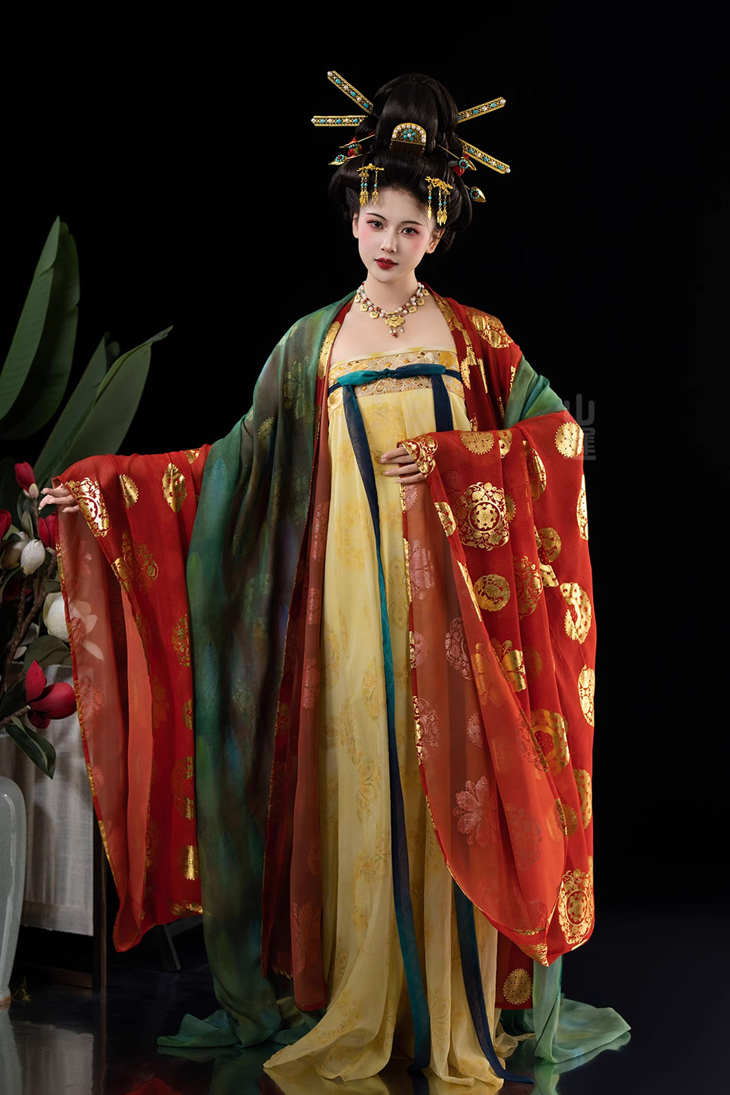 Tang dynasty hanfu Ruqun with wide-sleeved robe hanfu dress for spring - huarong 花容