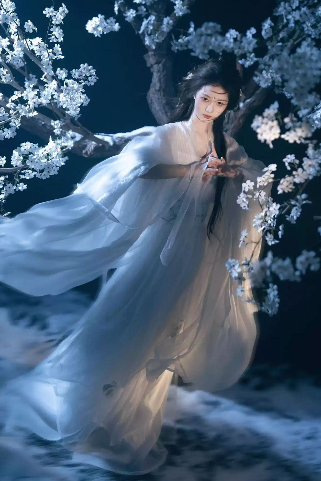 Wei Jin Dynasty White Hanfu Dress 5-piece Set for Spring and Summer -baiping 白蘋
