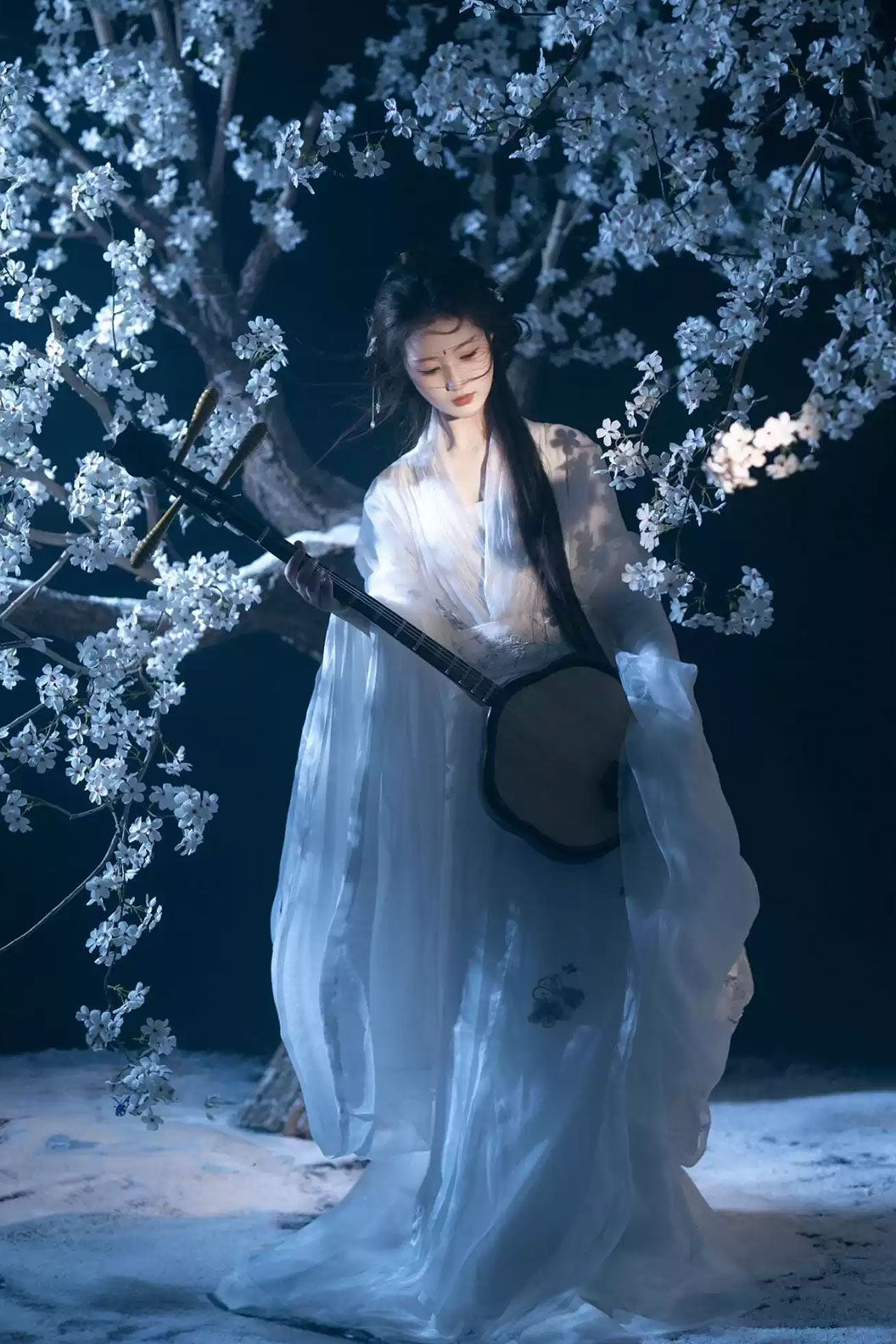 Wei Jin Dynasty White Hanfu Dress 5-piece Set for Spring and Summer -baiping 白蘋