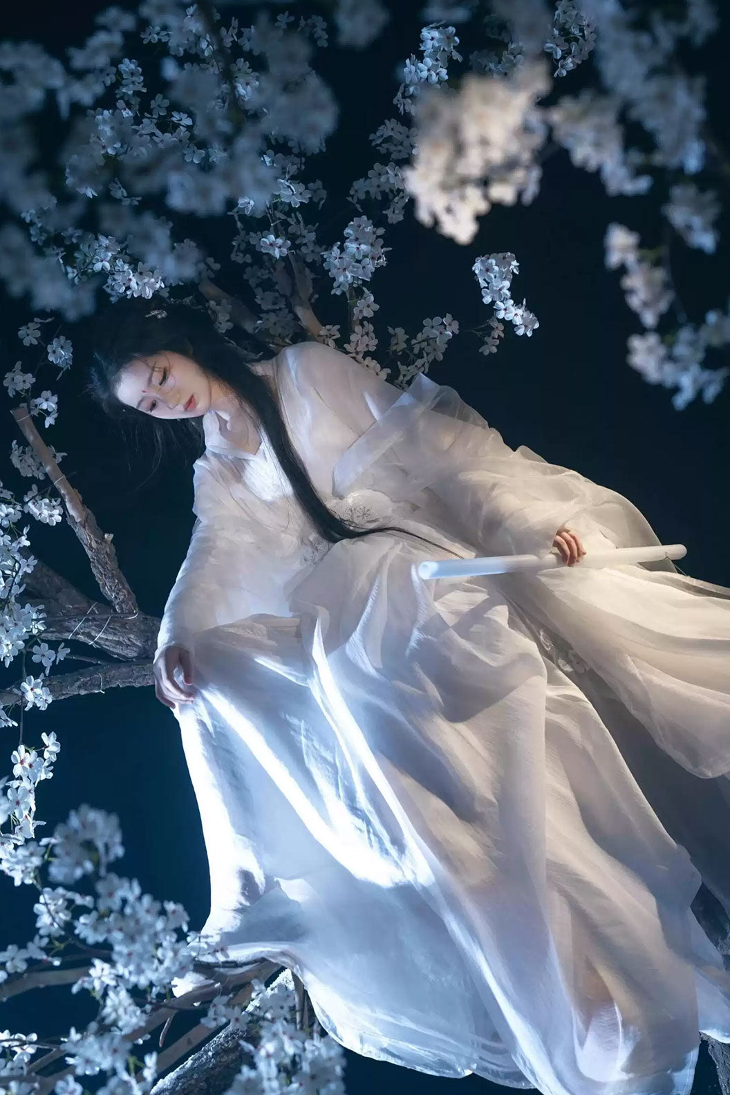 Wei Jin Dynasty White Hanfu Dress 5-piece Set for Spring and Summer -baiping 白蘋