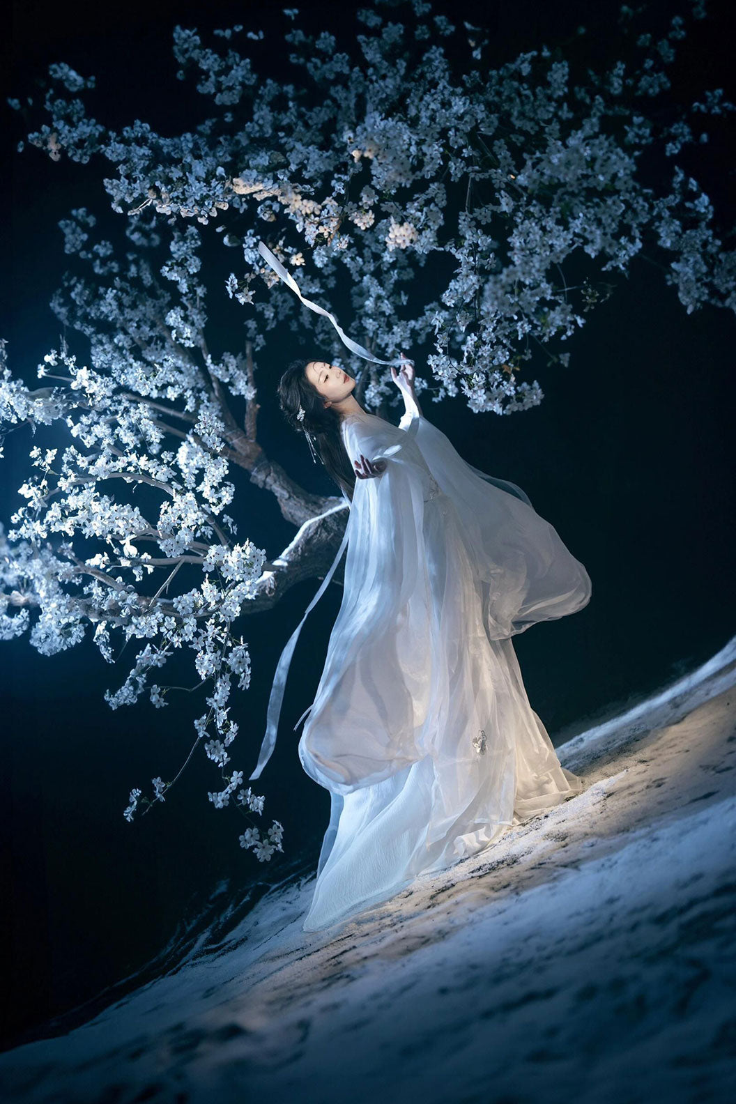 Wei Jin Dynasty White Hanfu Dress 5-piece Set for Spring and Summer -baiping 白蘋