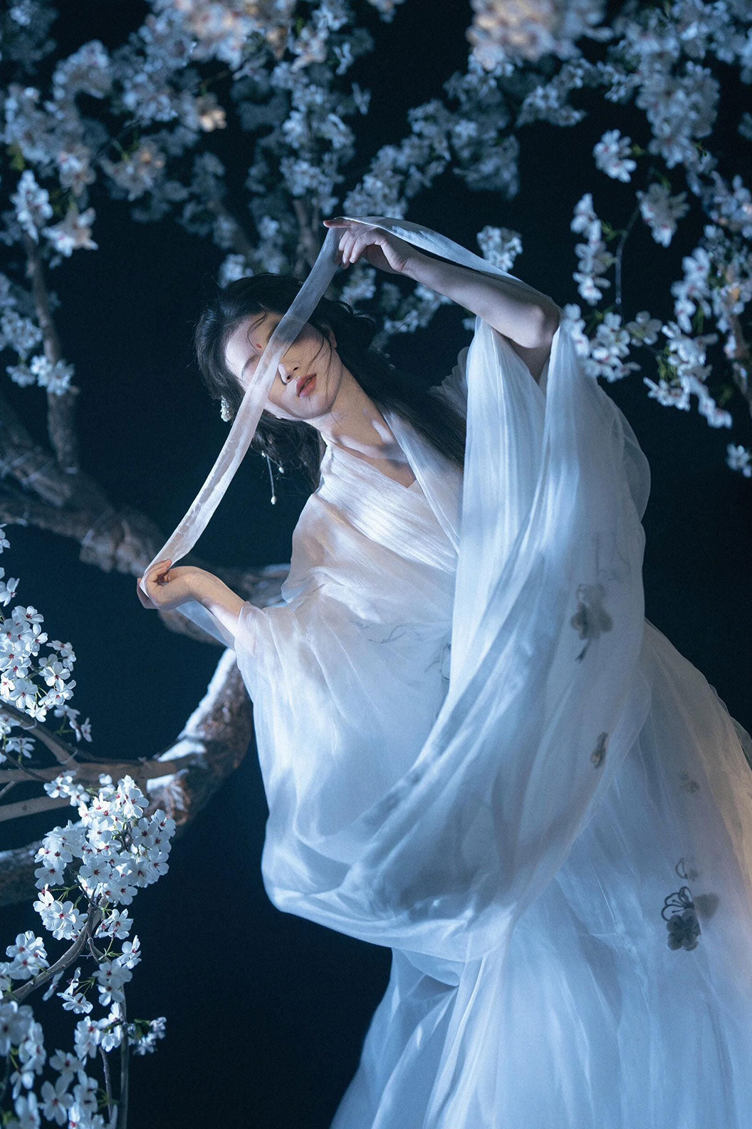 Wei Jin Dynasty White Hanfu Dress 5-piece Set for Spring and Summer -baiping 白蘋