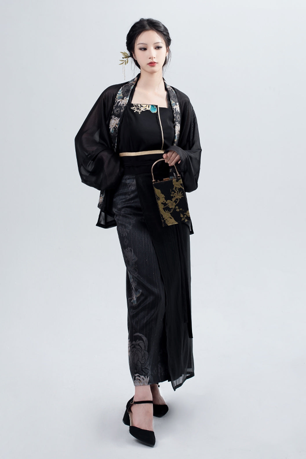 Women’s Improved Hanfu Dress Fashion Modern Black Hanfu Dress Suit - moyingxiang 墨隐香