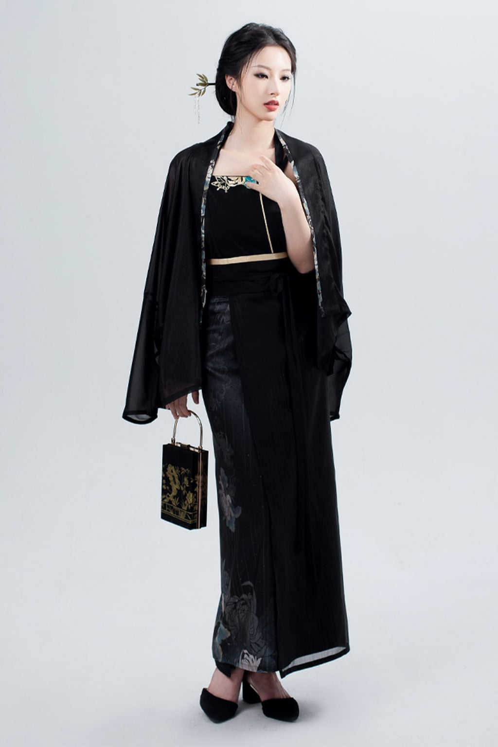 Women’s Improved Hanfu Dress Fashion Modern Black Hanfu Dress Suit - moyingxiang 墨隐香