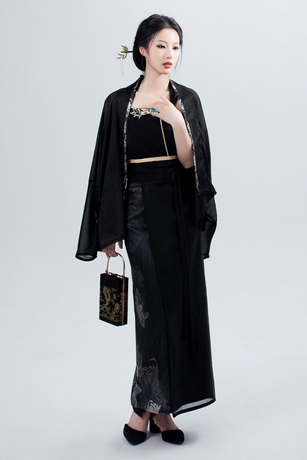 Women’s Improved Hanfu Dress Fashion Modern Black Hanfu Dress Suit - moyingxiang 墨隐香