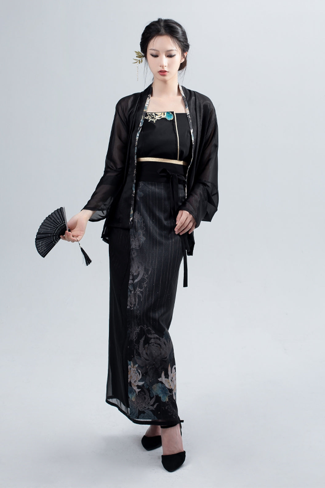 Women’s Improved Hanfu Dress Fashion Modern Black Hanfu Dress Suit - moyingxiang 墨隐香