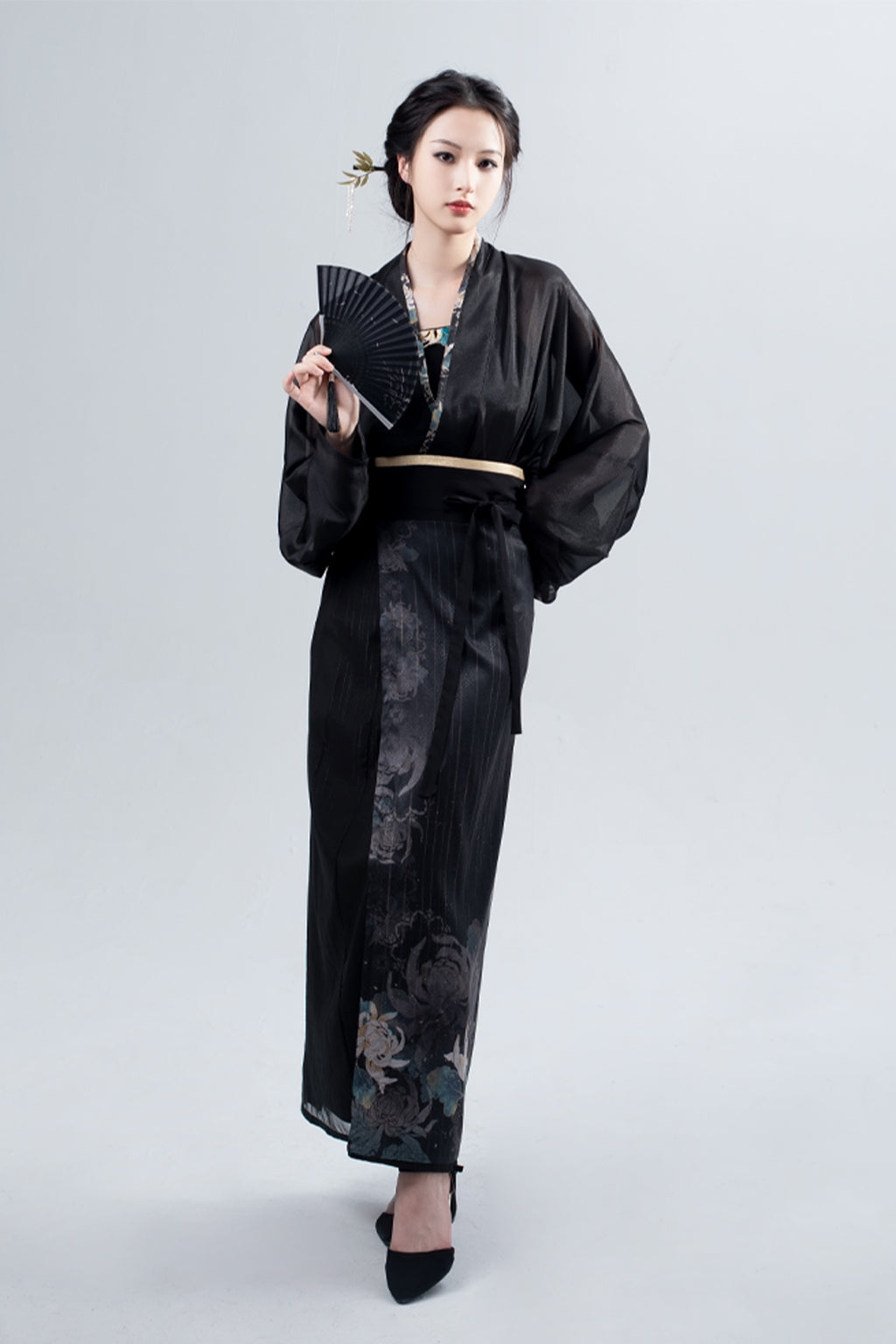 Women’s Improved Hanfu Dress Fashion Modern Black Hanfu Dress Suit - moyingxiang 墨隐香