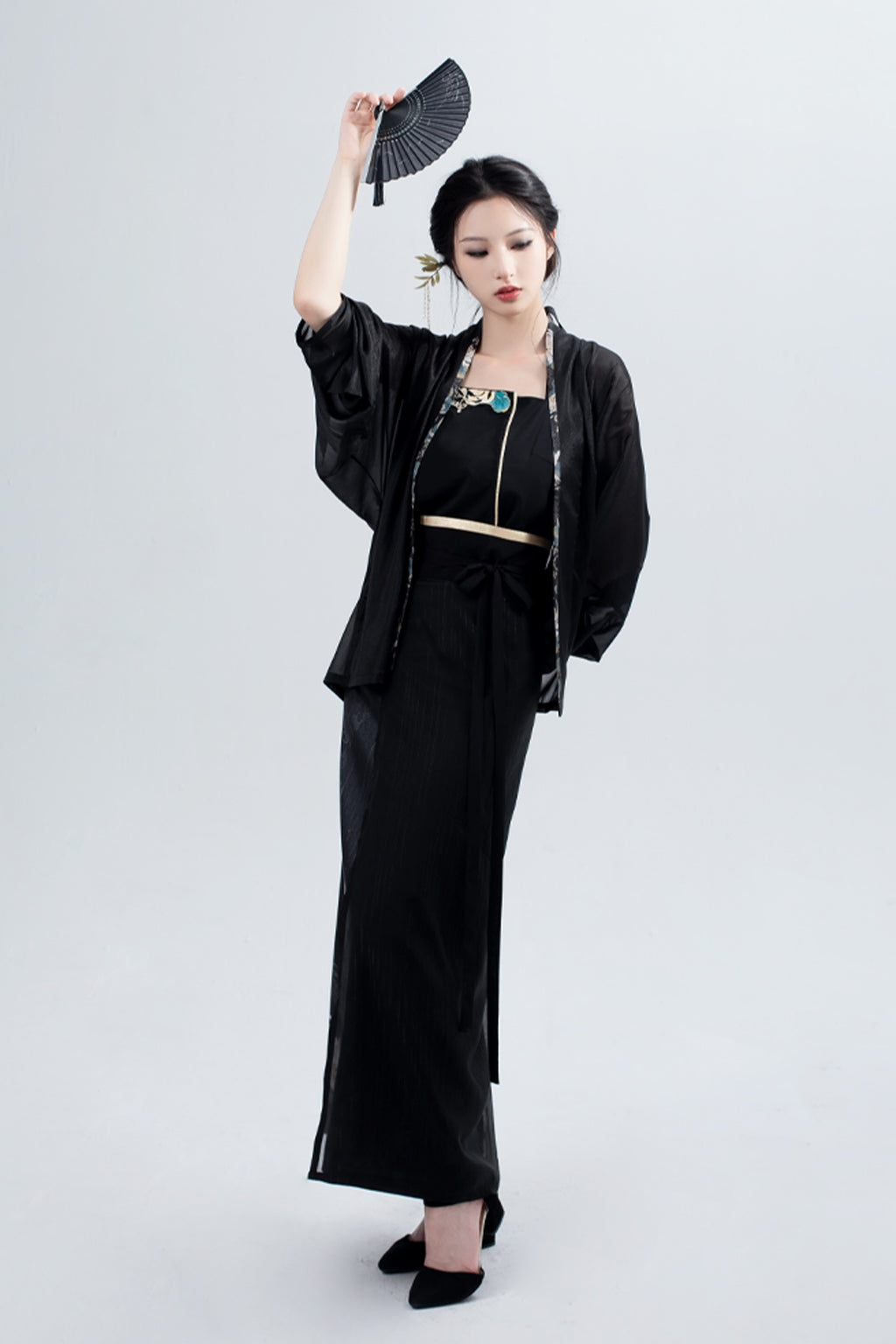 Women’s Improved Hanfu Dress Fashion Modern Black Hanfu Dress Suit - moyingxiang 墨隐香