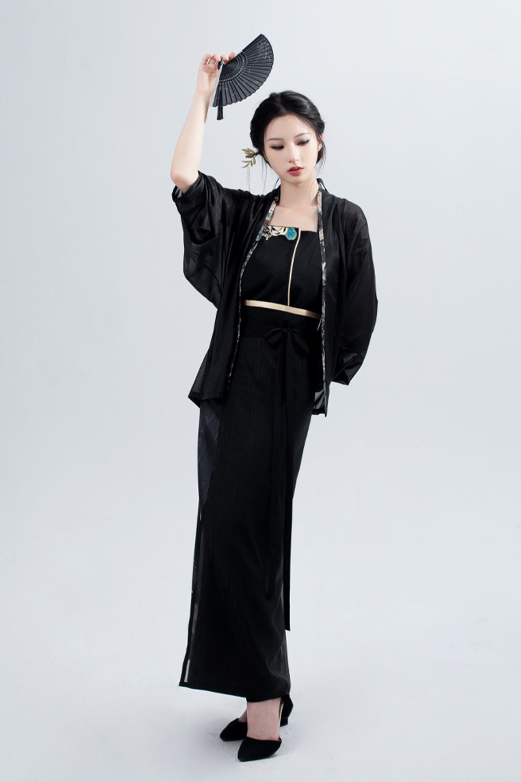 Women’s Improved Hanfu Dress Fashion Modern Black Hanfu Dress Suit - moyingxiang 墨隐香